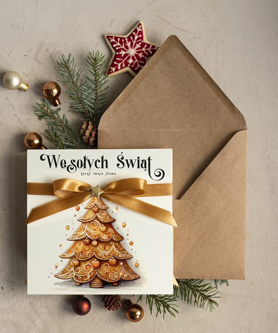 Kartki świąteczne z logo firmy Kokardki  bozonarodzeniowe kartki swiateczne z logo firmy, firmowa biznesowa kartka świąteczna, eleganckie kartki świateczne z kokardką dla firm0