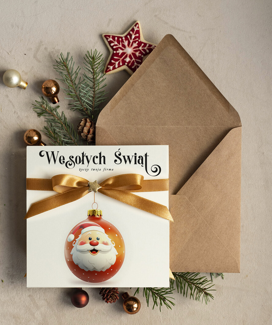 Kartki świąteczne z logo firmy Kokardki  bozonarodzeniowe kartki swiateczne z logo firmy, firmowa biznesowa kartka świąteczna, eleganckie kartki świateczne z kokardką dla firm0