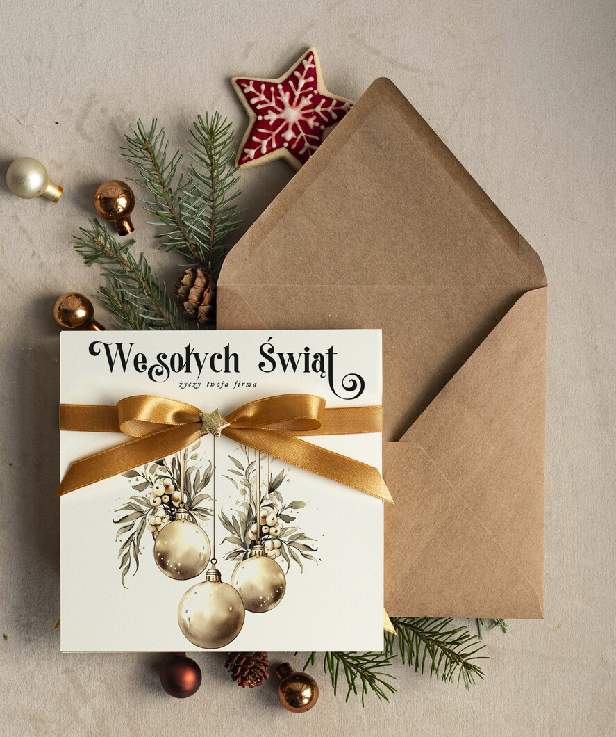 Kartki świąteczne z logo firmy Kokardki  bozonarodzeniowe kartki swiateczne z logo firmy, firmowa biznesowa kartka świąteczna, eko kartki świateczne z kokardką dla firm0