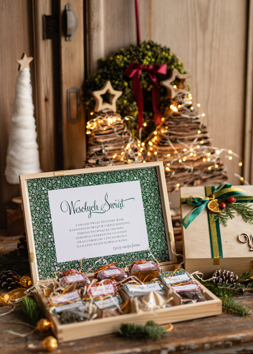 Prezenty oferta dla Firm kawa  herbata miód upominki świąteczne dla klientów, magia świąt w aromatyzowanej kawie i herbacie11