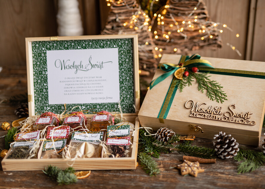 Prezenty oferta dla Firm kawa  herbata miód upominki świąteczne dla klientów, magia świąt w aromatyzowanej kawie i herbacie12