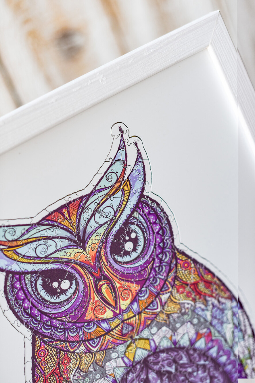 pomysł na prezent na święta puzzle z imionami, puzzle w ramie, puzzle sowa