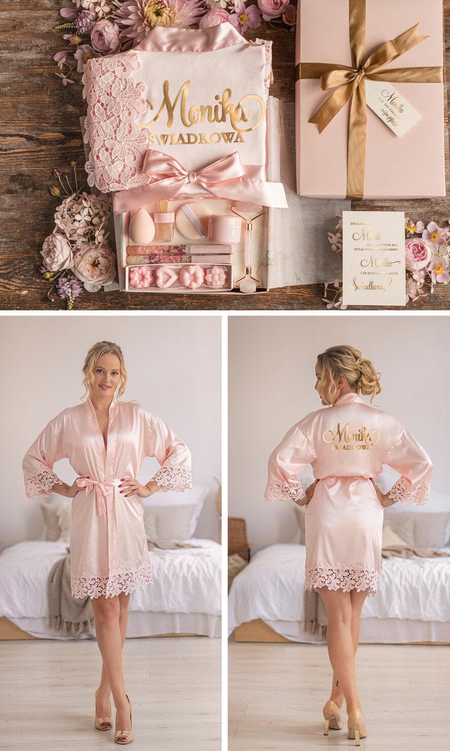 Prezenty dla świadków boxy prezentowy dla Świadkowej, prośba o świadkowanie  prośba o świadkowanie fajny prezent dla świadkowej szlafrok ze złotym napisem 4