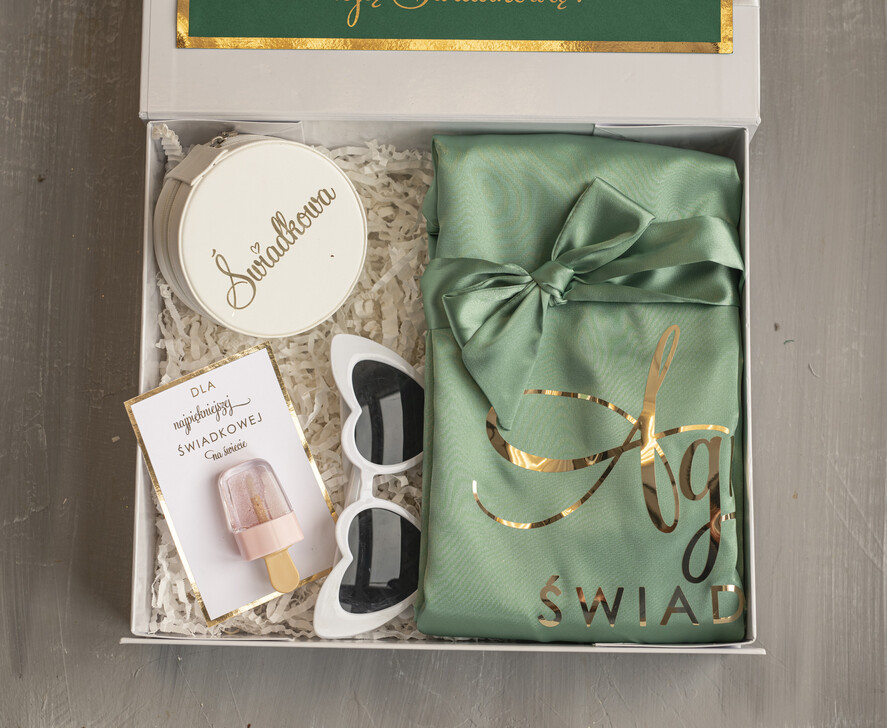 Prezenty dla świadków boxy prezentowy dla Świadkowej, prośba o świadkowanie  prezent dla druhny, pomysł na prezent dla świadkowej, Box prezentowy dla świadkowej, szlafrok w kolorze miętowym, zestaw prezentowy dla druhny2