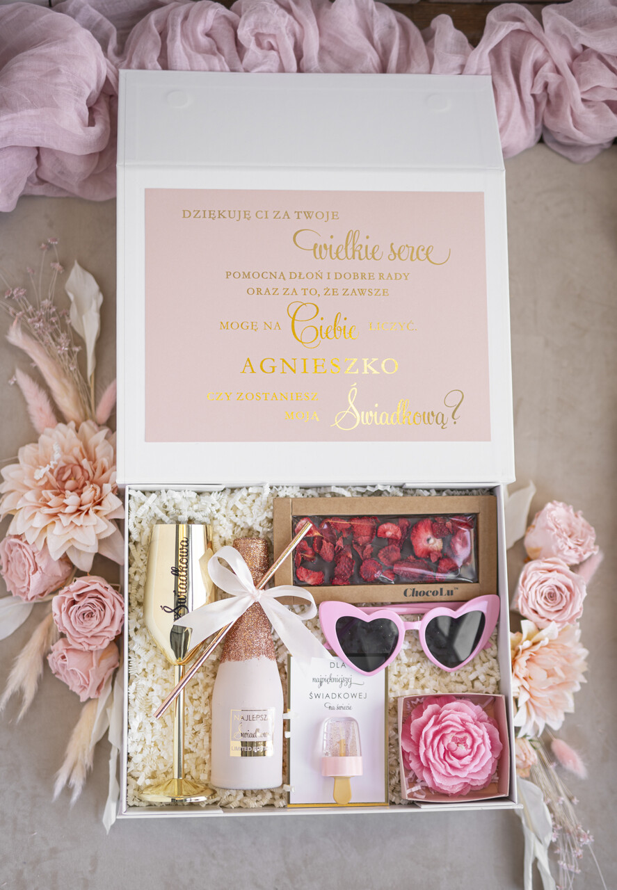 Prezenty dla świadków boxy prezentowy dla Świadkowej, prośba o świadkowanie  personalizowany prezent dla świadkowej, box dla świadkowej i druhny, oryginalny prezent dla świadkowej Mamy do Ciebie bardzo ważne pytanie… Czy zostaniesz naszą Świadkową?2