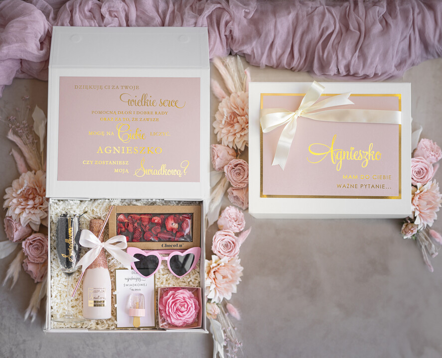 Prezenty dla świadków boxy prezentowy dla Świadkowej, prośba o świadkowanie  personalizowany prezent dla świadkowej, box dla świadkowej i druhny, oryginalny prezent dla świadkowej Mamy do Ciebie bardzo ważne pytanie… Czy zostaniesz naszą Świadkową?0