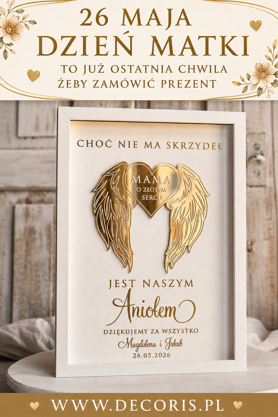 Prezenty dla Mamy ramki, puzzle, ramki na zdjęcia  prezent od serca ramka z okazji dnia mamy, podziękowanie złote serce i kwiaty w ramce - prezent na dzien matki dedykacja 5