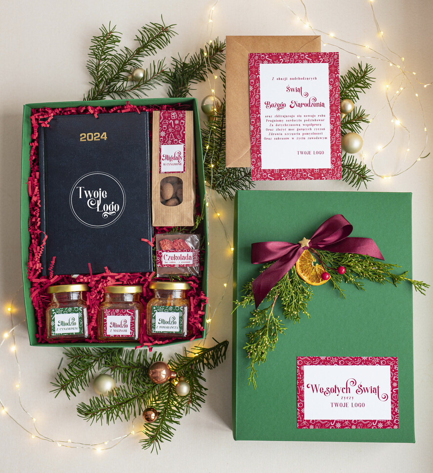 Prezenty oferta dla Firm kalendarze  Prezenty świąteczne dla klientów zestaw z kalendarzem A5, Upominek biznesowy Terminarz dzienny z Logo firmy , Prezent firmowy dla Klientów box kosz prezentowy0