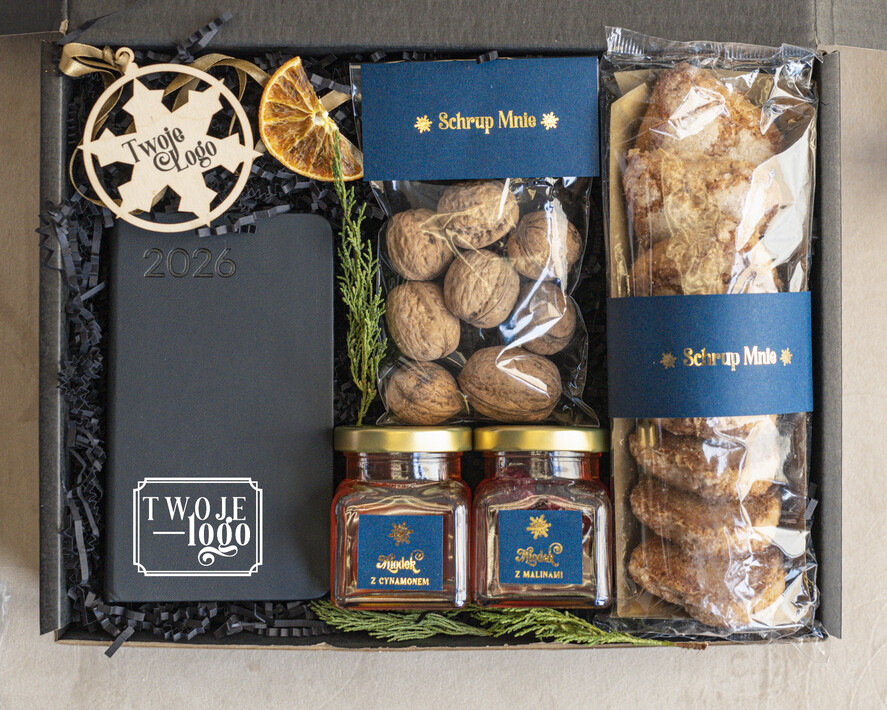 Prezenty oferta dla Firm kalendarze  Prezenty świąteczne dla klientów zestaw z kalendarzem, Upominek biznesowy terminarz z Logo firmy , Prezent firmowy dla Klientów box kosz prezentowy1