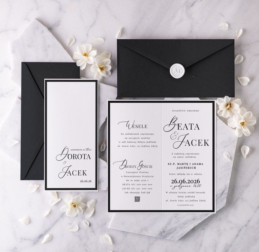 Zaproszenia ślubne Proste i Nowoczesne  proste zaproszenia ślubne, minimalistyczne zaproszenia na ślub i wesele, monochromatyczne podłużne zaproszeń ślubnych,0