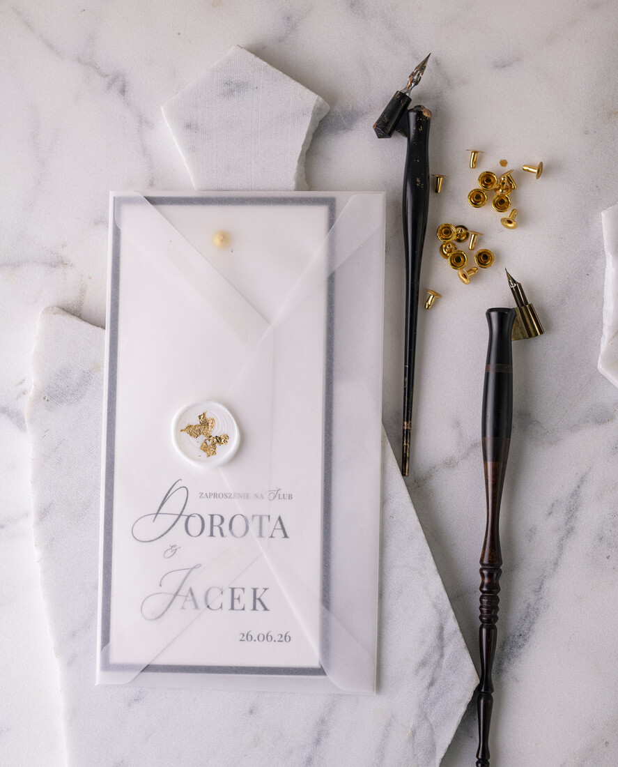 Zaproszenia ślubne Proste i Nowoczesne  czarno białe zaproszenia ślubne, minimalistyczne zaproszenia na ślub i wesele, monochromatyczne podłużne zproszenie5
