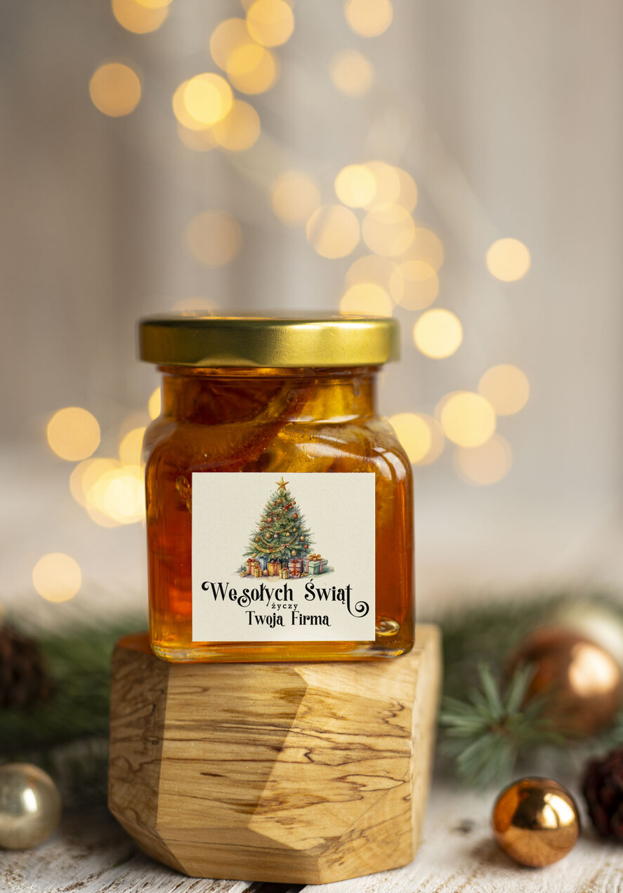 Prezenty oferta dla Firm MIODY KONFITURY SOKI Drobny prezent świąteczny miód z pomarańczą, drobne upominki na święta dla pracowników, świąteczne miody dla pracowników i kontrahentów, drobne prezenty firmowe1