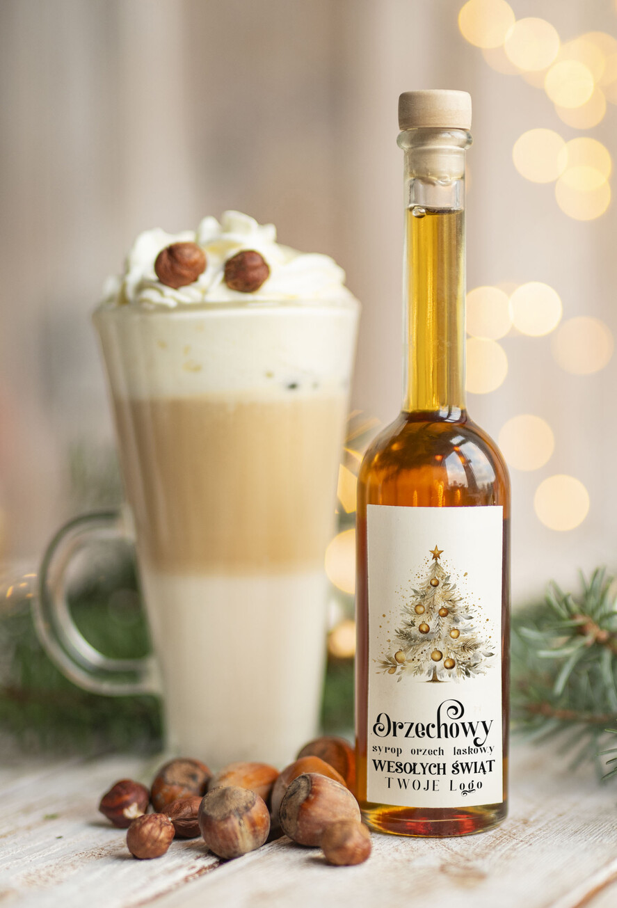 Prezenty oferta dla Firm MIODY KONFITURY SOKI Syrop do kawy Orzech Laskowy biznesowe Upominki firmowe, drobne  upominki na święta dla pracowników0