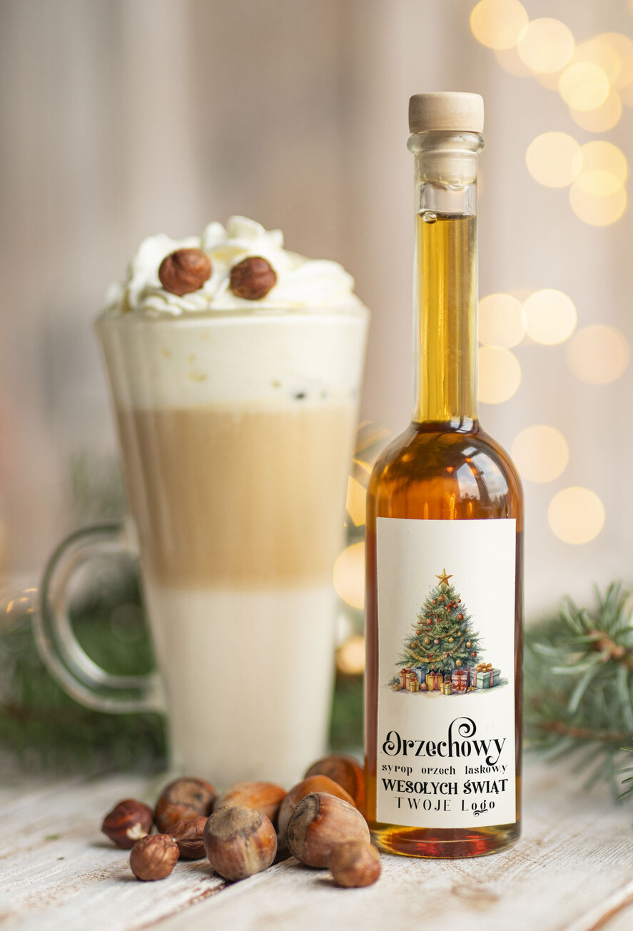 Prezenty oferta dla Firm MIODY KONFITURY SOKI Syrop do kawy Orzech Laskowy biznesowe Upominki firmowe, drobne  upominki na święta dla pracowników0