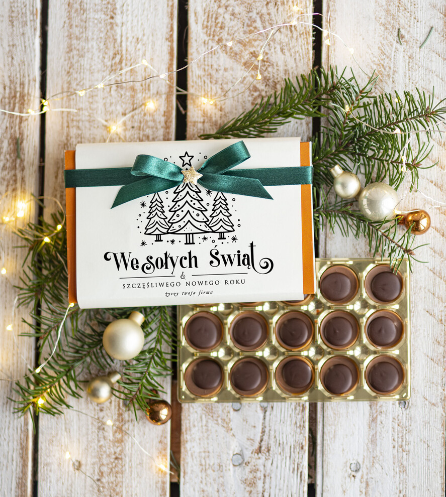 Prezenty oferta dla Firm CZEKOLADA/ pralinki/ bomboniery czekoladki bombonierka na prezent świąteczny z logo,  Drobne prezenty dla firm świąteczne czekoladki z życzeniami, Bombonierka świąteczna z życzeniami, drobne upominki na święta dla pracowników, świąteczne gadżety  kontrahentów0