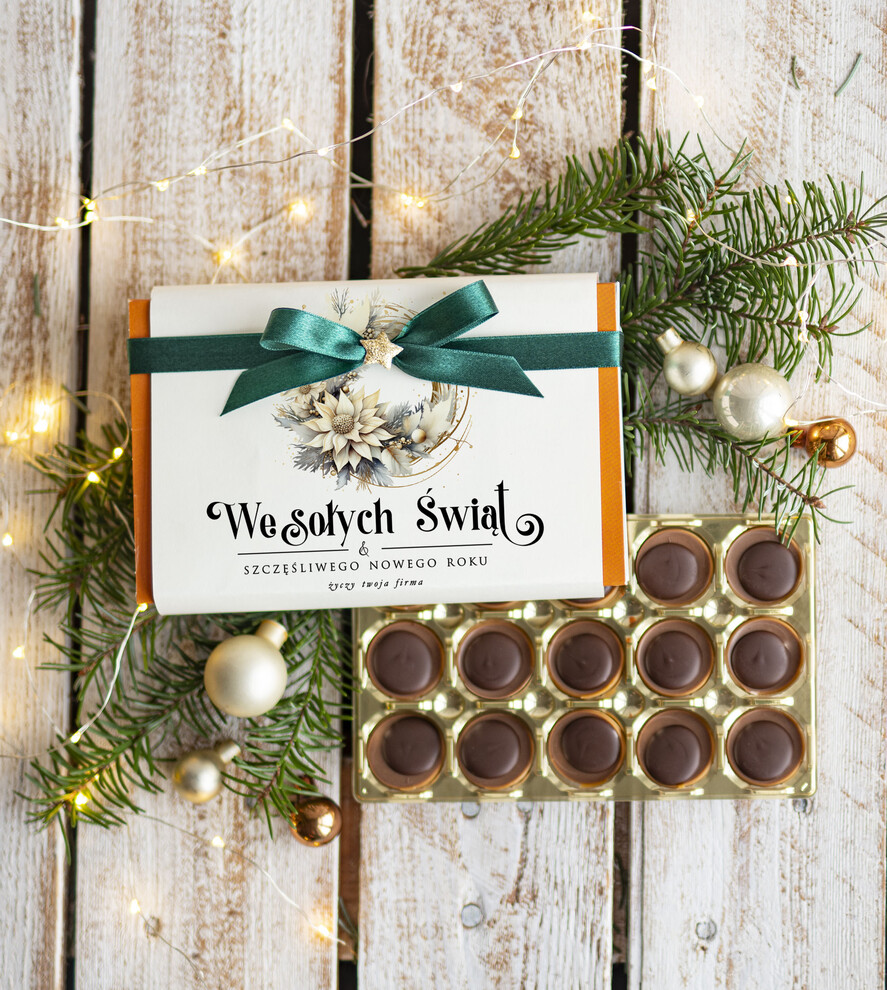 Prezenty oferta dla Firm CZEKOLADA/ pralinki/ bomboniery czekoladki bombonierka na prezent świąteczny z logo,  Drobne prezenty dla firm świąteczne czekoladki z życzeniami, Bombonierka świąteczna z życzeniami, drobne upominki na święta dla pracowników, świąteczne gadżety  kontrahentów0