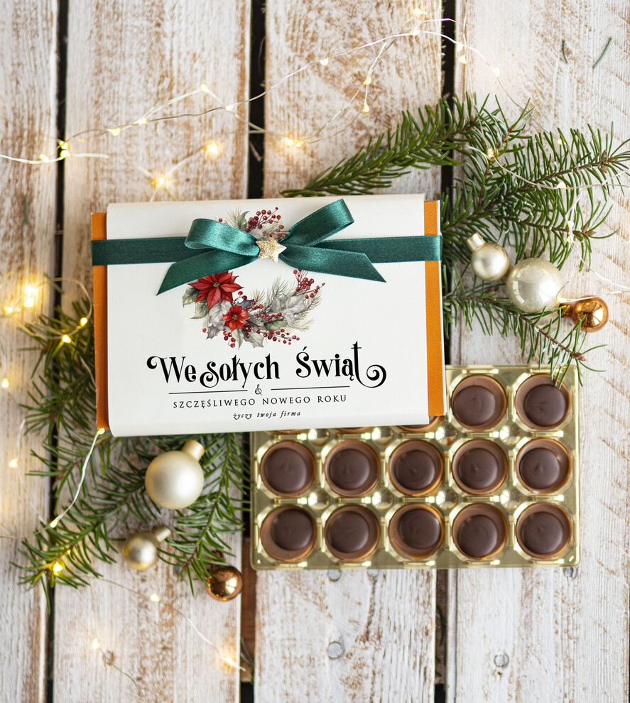 Prezenty oferta dla Firm CZEKOLADA/ pralinki/ bomboniery czekoladki bombonierka na prezent świąteczny z logo,  Drobne prezenty dla firm świąteczne czekoladki z życzeniami, Bombonierka świąteczna z życzeniami, drobne upominki na święta dla pracowników, świąteczne gadżety  kontrahentów0