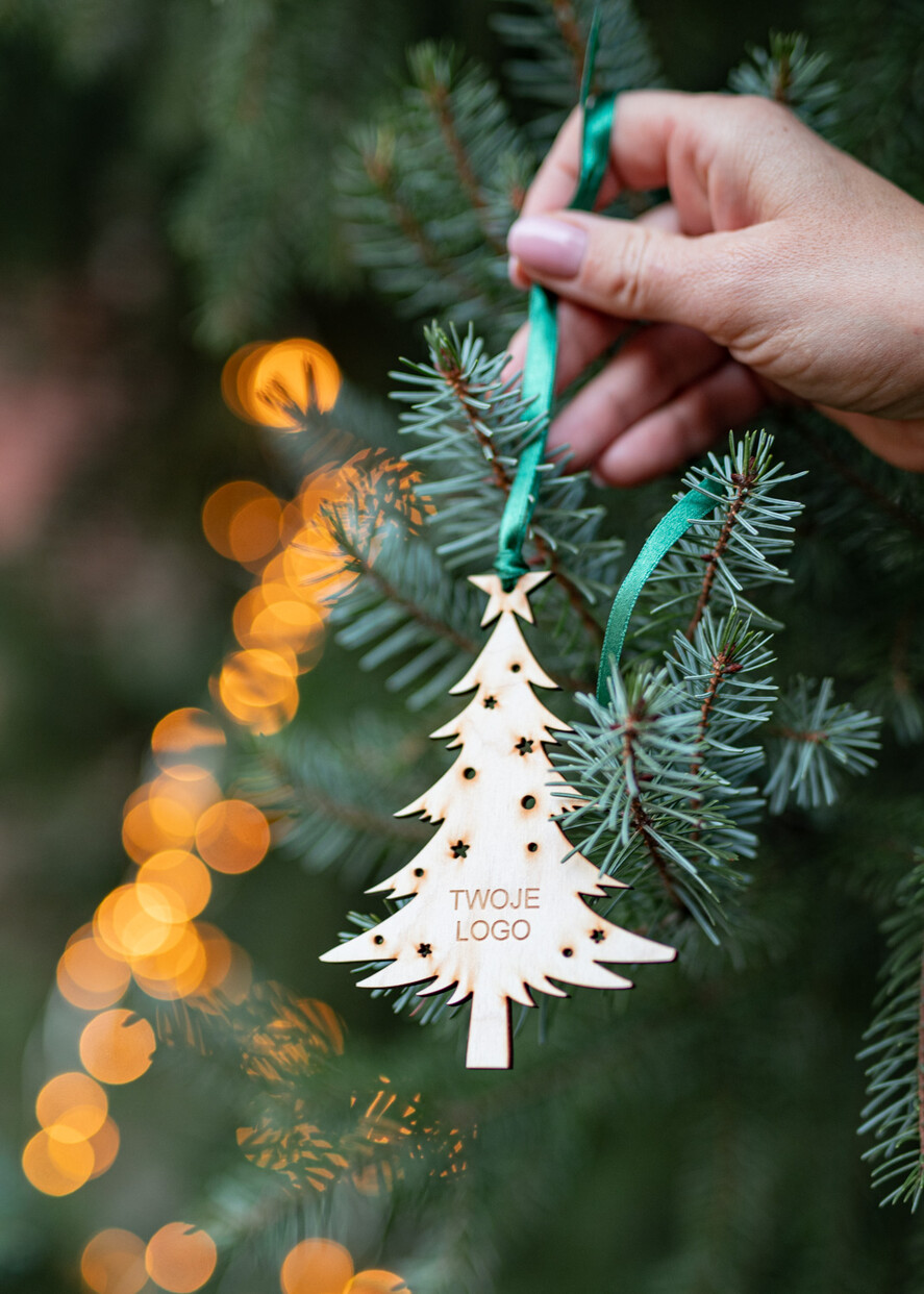 Prezenty oferta dla Firm Bombki ZAWIESZKI na choinkę Prezent Biznesowy Na Święta z Logo drewniana Bombka z logo na choinkę Zawieszka choinka z Logo Firmy  z Logo0