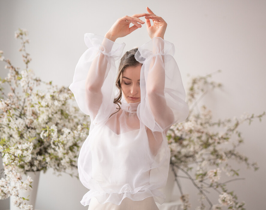 Panna Młoda Bolerka bolerka, narzutki, sweterki Boleko slubne boho, Bluzeczka slubna organzowa, Okrycie ślubne mgiełka , Narzutka na suknię ślubną, delikatne bolerko do sukienki slubnej3