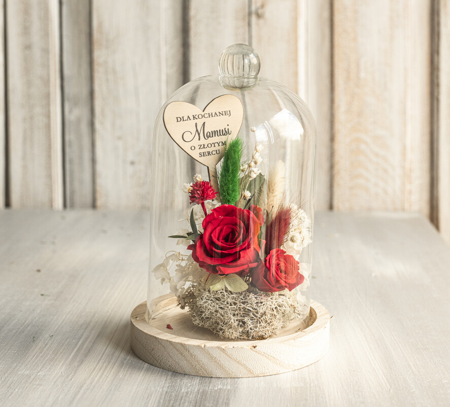 Prezenty dla Mamy flowerboxy, box ze słodyczami  prezent na dzień Mamy, prezent dla mamy flowerbox z suszonych kwiatów, suszone kwiaty w szkle, pomysł na prezent z okazji dnia mamy2