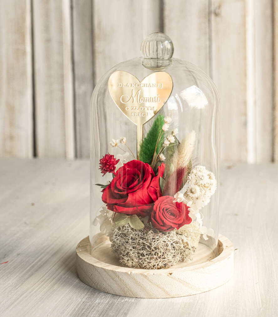 Prezenty dla Mamy flowerboxy, box ze słodyczami  prezent na dzień Mamy, prezent dla mamy flowerbox z suszonych kwiatów, suszone kwiaty w szkle, pomysł na prezent z okazji dnia mamy3