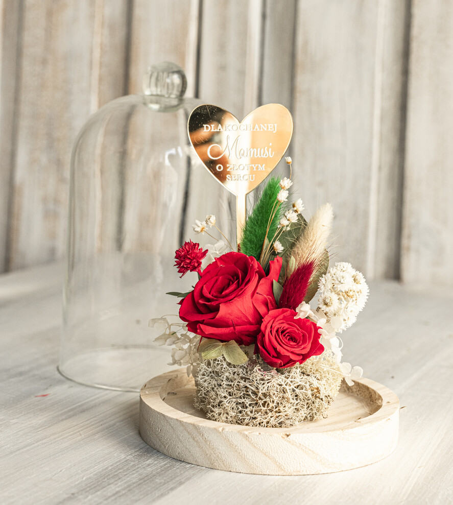 Prezenty dla Mamy flowerboxy, box ze słodyczami  prezent na dzień Mamy, prezent dla mamy flowerbox z suszonych kwiatów, suszone kwiaty w szkle, pomysł na prezent z okazji dnia mamy4