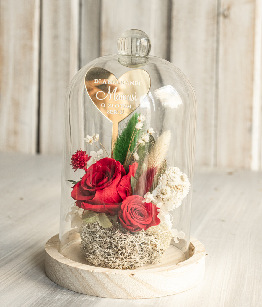 Prezenty dla Mamy flowerboxy, box ze słodyczami  prezent na dzień Mamy, prezent dla mamy flowerbox z suszonych kwiatów, suszone kwiaty w szkle, pomysł na prezent z okazji dnia mamy0