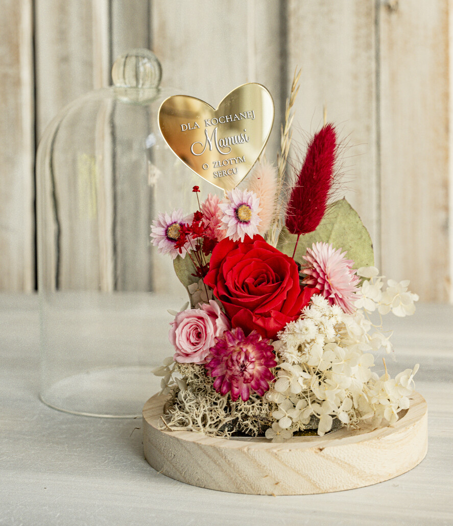 Prezenty dla Mamy flowerboxy, box ze słodyczami  prezent na dzień Mamy, prezent dla mamy flowerbox z suszonych kwiatów, suszone kwiaty w szkle, pomysł na prezent z okazji dnia mamy1