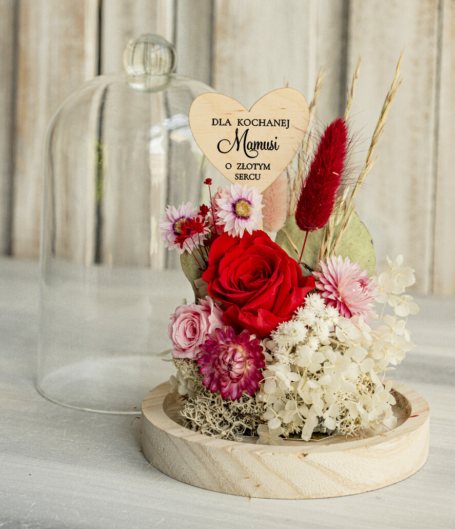 Prezenty dla Mamy flowerboxy, box ze słodyczami  prezent na dzień Mamy, prezent dla mamy flowerbox z suszonych kwiatów, suszone kwiaty w szkle, pomysł na prezent z okazji dnia mamy4