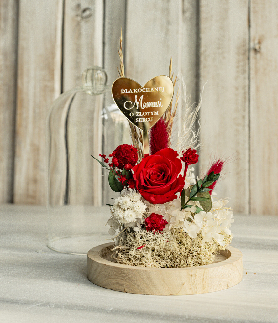Prezenty dla Mamy flowerboxy, box ze słodyczami  prezent na dzień Mamy, prezent dla mamy flowerbox z suszonych kwiatów, suszone kwiaty w szkle, pomysł na prezent z okazji dnia mamy1