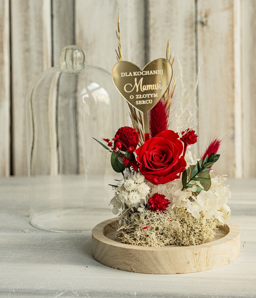 Prezenty dla Mamy flowerboxy, box ze słodyczami  prezent na dzień Mamy, prezent dla mamy flowerbox z suszonych kwiatów, suszone kwiaty w szkle, pomysł na prezent z okazji dnia mamy10