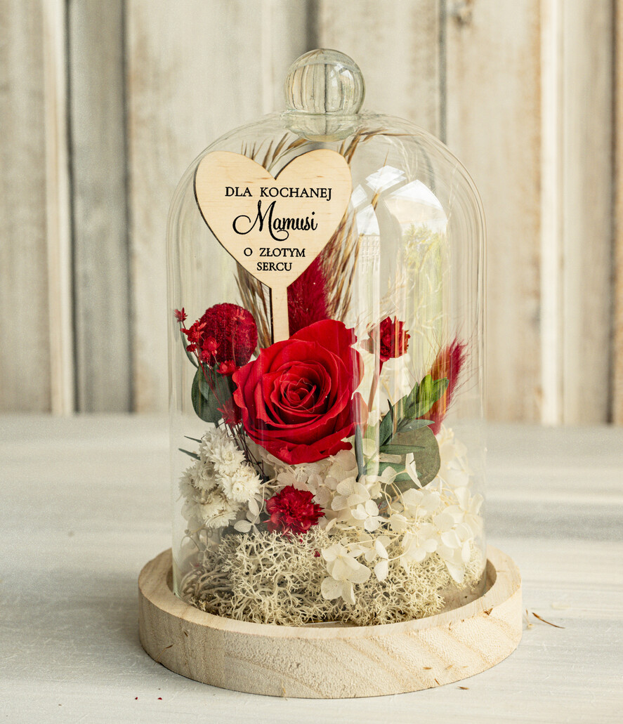 Prezenty dla Mamy flowerboxy, box ze słodyczami  prezent na dzień Mamy, prezent dla mamy flowerbox z suszonych kwiatów, suszone kwiaty w szkle, pomysł na prezent z okazji dnia mamy4