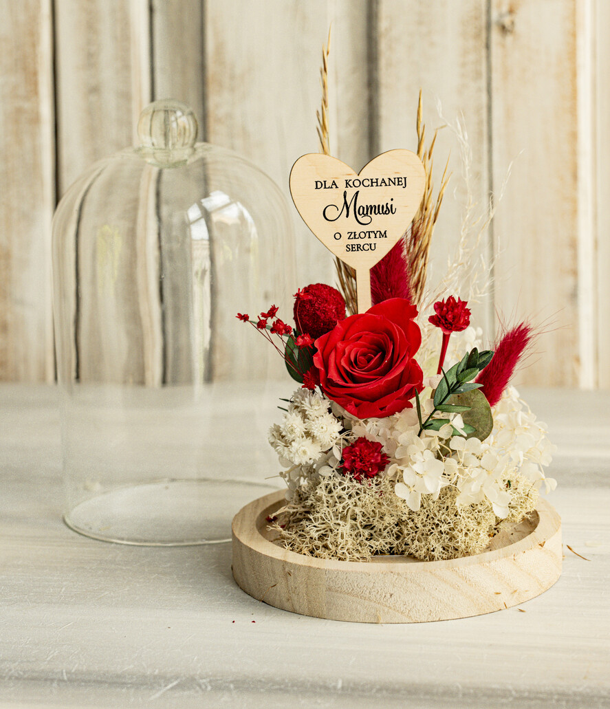 Prezenty dla Mamy flowerboxy, box ze słodyczami  prezent na dzień Mamy, prezent dla mamy flowerbox z suszonych kwiatów, suszone kwiaty w szkle, pomysł na prezent z okazji dnia mamy6