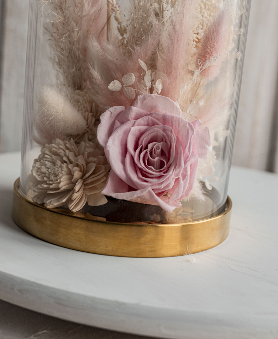 Prezenty dla Mamy flowerboxy, box ze słodyczami  flowerbox, pomysł na prezent prezent dla mamy kwiaty w kopule kompozycja z kwiatów suszonych wieczne roze,  kwiaty w szkle, rózowa wieczna róża23