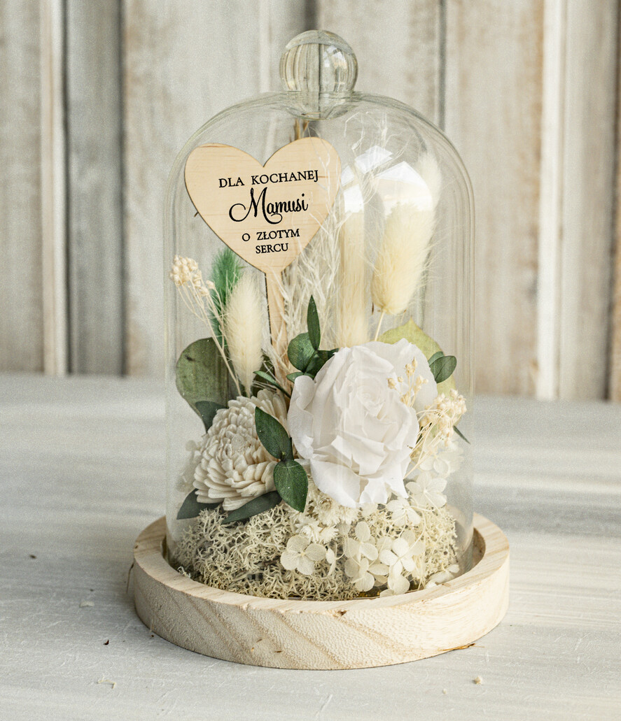 Prezenty dla Mamy flowerboxy, box ze słodyczami  prezent na dzień Mamy, prezent dla mamy flowerbox z suszonych kwiatów, suszone kwiaty w szkle, pomysł na prezent z okazji dnia mamy3