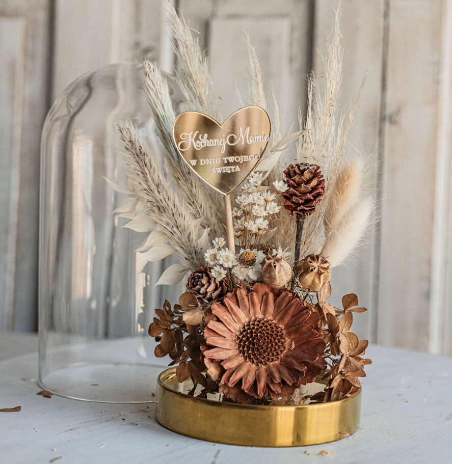 Prezenty dla Mamy flowerboxy, box ze słodyczami  prezent na dzień mamy, kwiaty w szklanej kopule, pomysł na prezent dla mamy, Szklana kopuła dekoracja suszone kwiaty, Suszone Kwiaty W Szkle3