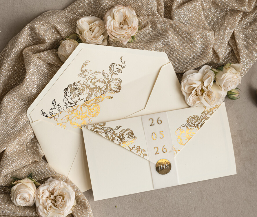 Zaproszenia na Komunię  dziewczynka  Nowoczesne zaproszenia na Komunię, Złote Zaproszenia na Komunię dla dziewczynki, Eleganckie zaproszenia Komunijne ze złotymi literami11