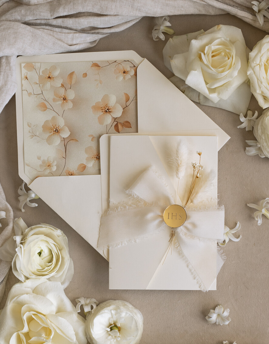 Zaproszenia na Komunię  dziewczynka  Eleganckie zaproszenia komunijne złocone, zaproszenia na komunię z kwiatami, złote zaproszenia na komunię6