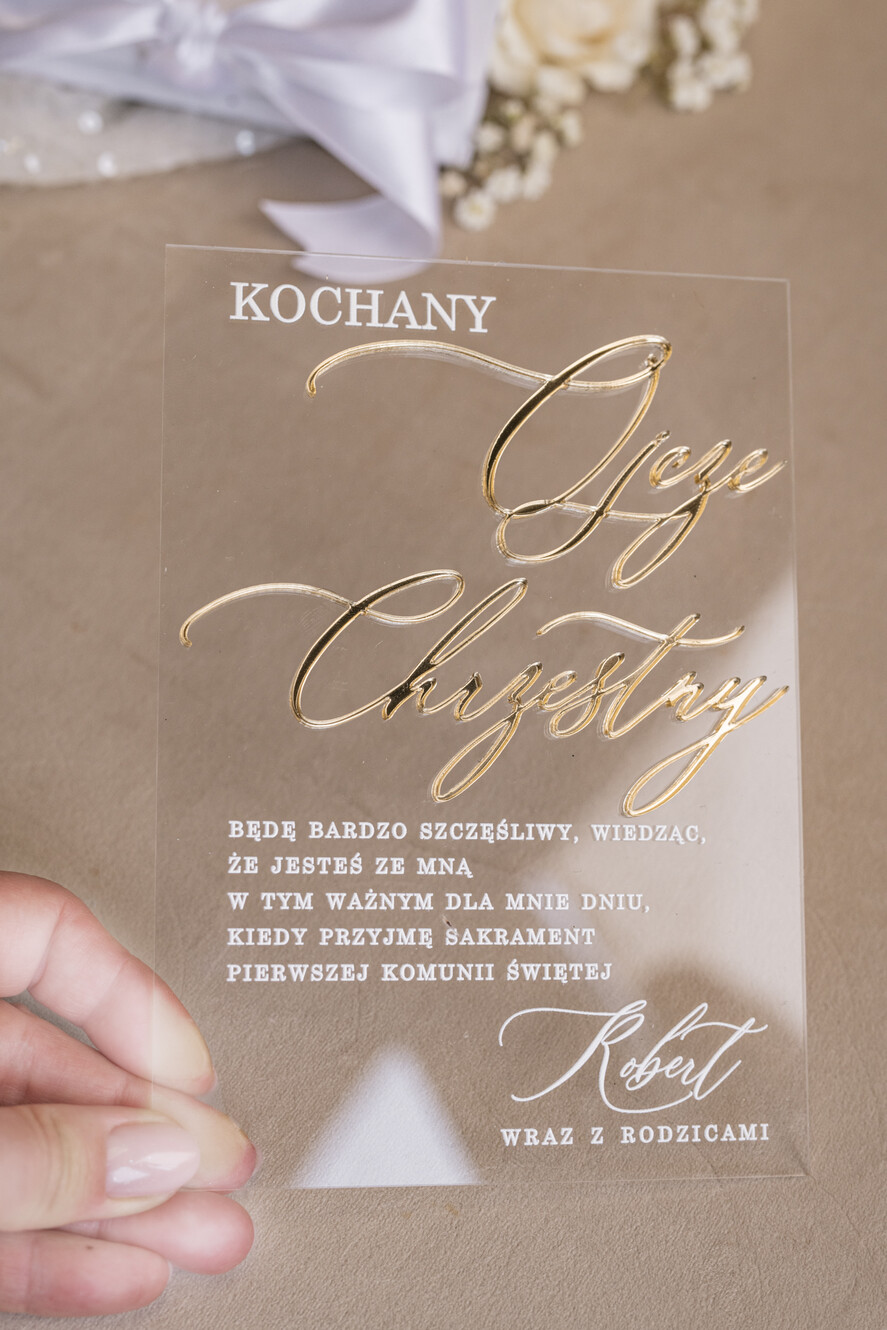 Zaproszenia na Komunię  dziewczynka  Eleganckie zaproszenia na Pierwszą komunię dla Matki Chrzestnej, wyjątkowe zaproszenia na komunię dla Rodziców  chrzestnych, Zaproszenie Vip dla Baci i Dziadka6