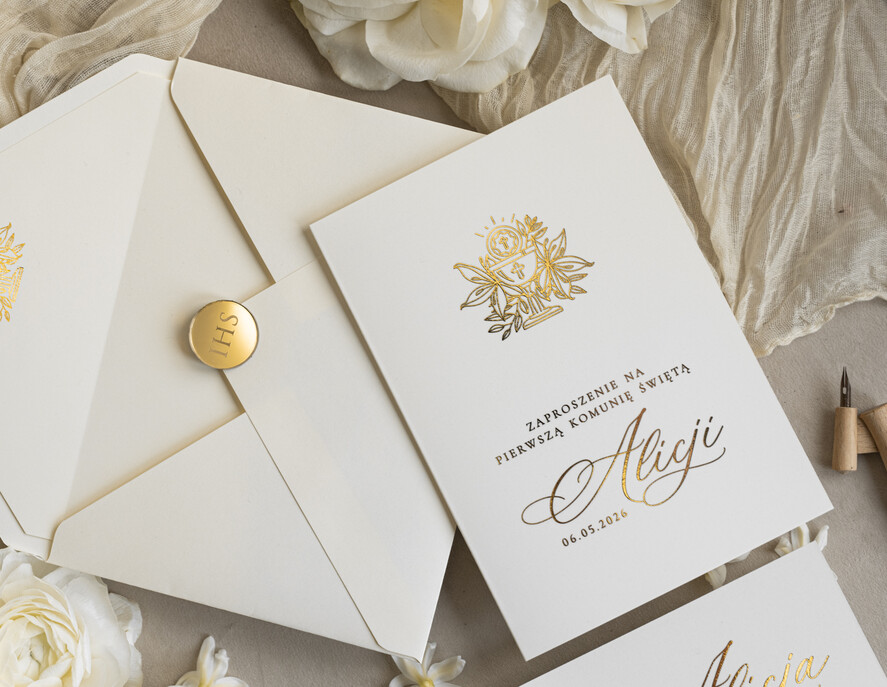 Zaproszenia na Komunię  dziewczynka  złote lub srebrne ręcznie robione zaroszenia komunijne nietypowe zaproszenie na komunie personalizowane zaproszenia Komunijne proste zaproszenie na komunię dla dziewczynki5