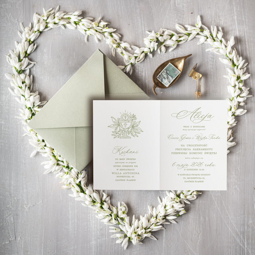 Zaproszenia na Komunię  dziewczynka  personalizowane zaproszenia Komunijne proste zaproszenie na komunię zaproszenia na komunię ze sznurkiem3