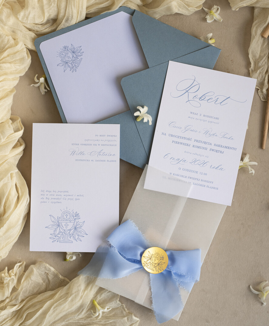 Zaproszenia na Komunię  chłopiec zaproszenia Komunijne dla chłopca, eleganckie zaproszenia komunijne, nowoczesne zaproszenie na komunię świętą, chłopięce zaproszenia komunijne 6