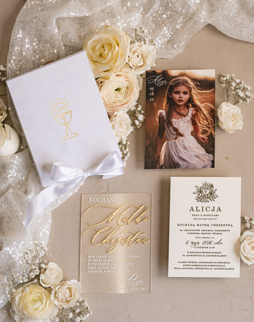 Zaproszenia na Komunię  chłopiec Eleganckie zaproszenia na Pierwszą komunię dla Matki Chrzestnej, wyjątkowe zaproszenia na komunię dla Rodziców  chrzestnych, Zaproszenie Vip dla Baci i Dziadka3