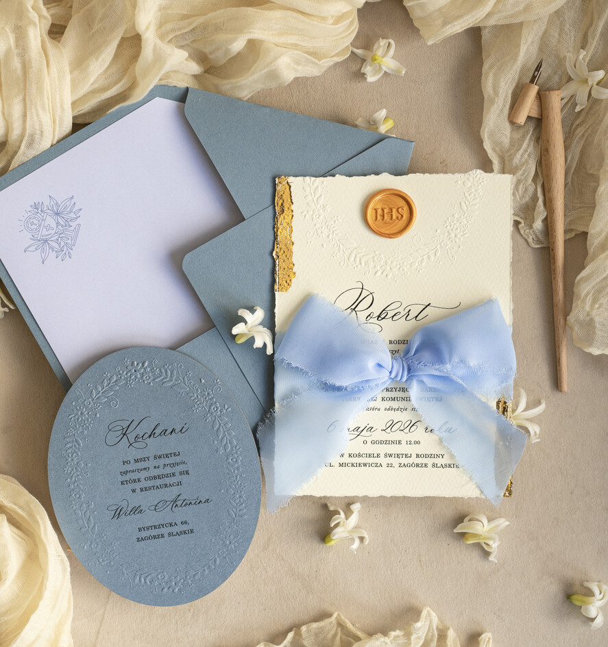 Zaproszenia na Komunię  chłopiec zaproszenia na Komunię dla chłopca, eleganckie zaproszenia komunijne,  tłoczone chłopięce zaproszenia komunijne4
