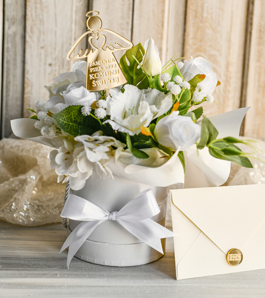 Pamiątki Prezenty na komunię  boxy prezentowe Zestaw Prezentowy od Chrzestnych na Pierwszą komunię, Flowerbox Komunijny opakowanie na pieniądze7