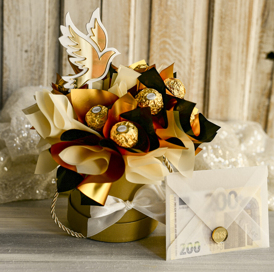 Pamiątki Prezenty na komunię  boxy prezentowe Zestaw Prezentowy od Chrzestnych na Pierwszą komunię, Flowerbox Komunijny opakowanie na pieniądze5