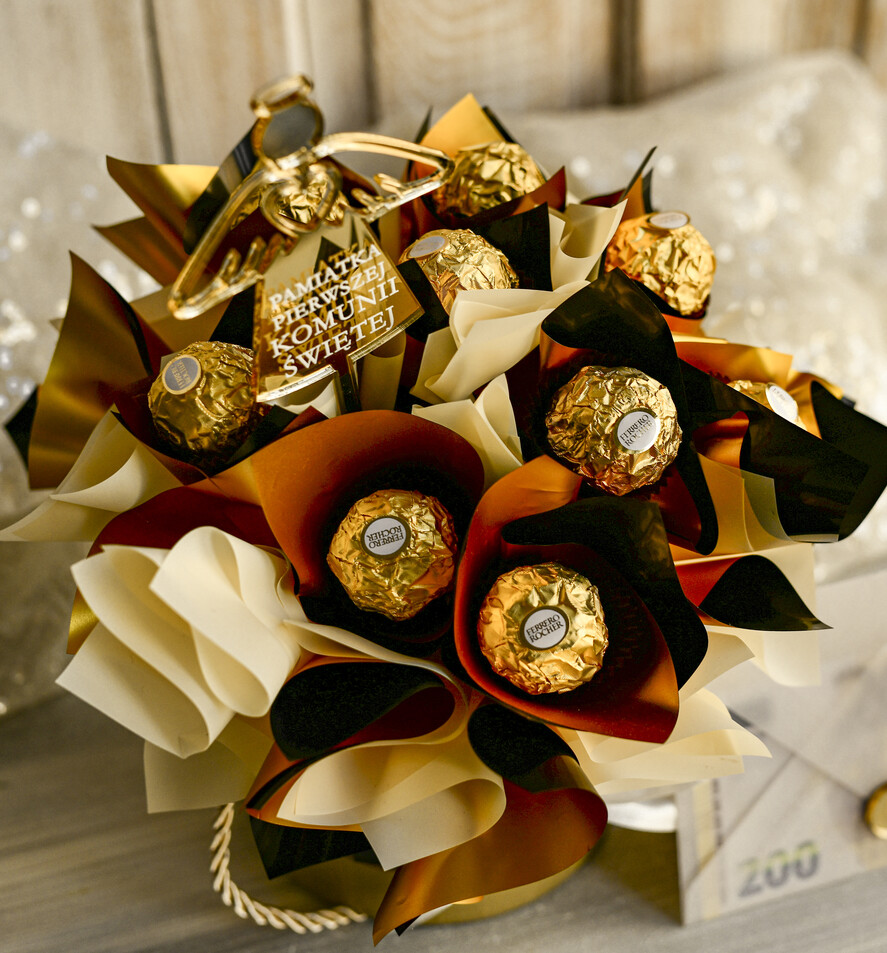 Pamiątki Prezenty na komunię  boxy prezentowe Zestaw Prezentowy od Chrzestnych na Pierwszą komunię, Flowerbox Komunijny opakowanie na pieniądze8