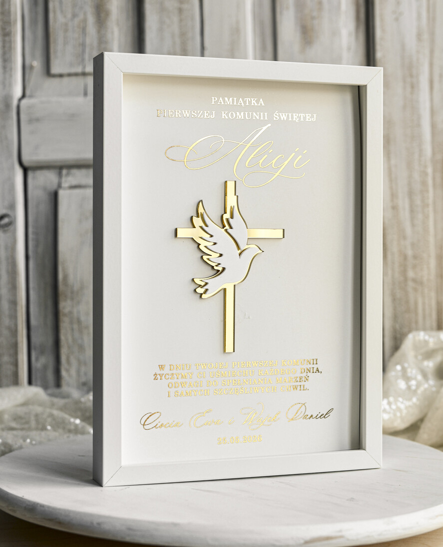 Pamiątki Prezenty na komunię  pamiątki na komunie  Pamiątka Pierwszej Komunii orbrazek z życzeniami Personalizowane pudełko na Prezent4