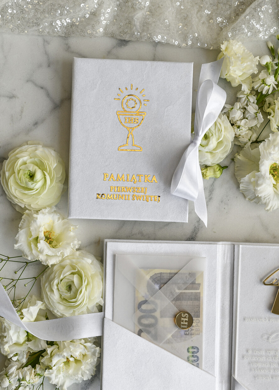 Pamiątki Prezenty na komunię  pamiątki na komunie  Statuetka pamiątka Pierwszej Komunii w pudełku, personalizowana Pamiątka Komunijna opakowanie na pieniądze6