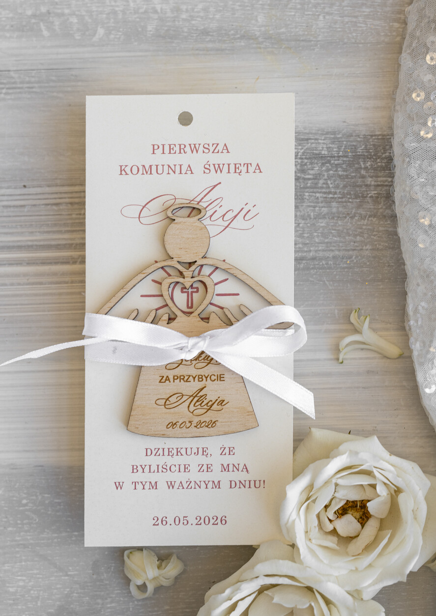 Podziękowania dla gości na komunii podziękowania dla gości Aniołki podziękowania dla gości na komunii, Upominki dla gości komunijnych, Anioły na Komunię jako podziękowania dla gości0
